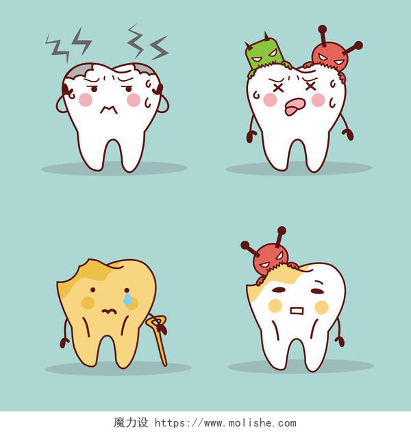 可爱的卡通牙齿口腔牙齿口腔牙齿